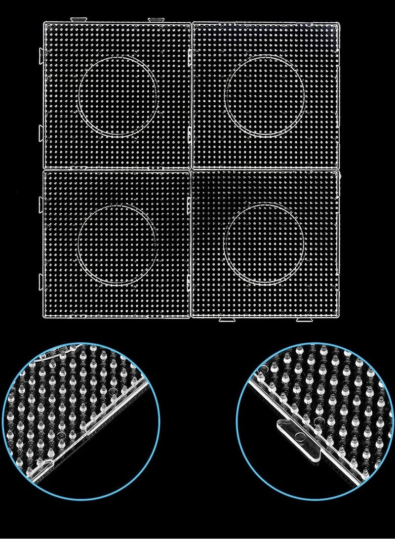 Bukela 6PCS Large Clear Square Fuse Beads Pegboards, 5mm Hama Beads Plastic Pegboard Set, DIY Handcraft Art Craft Boards for Kids Adults Creative Activities - Image 2