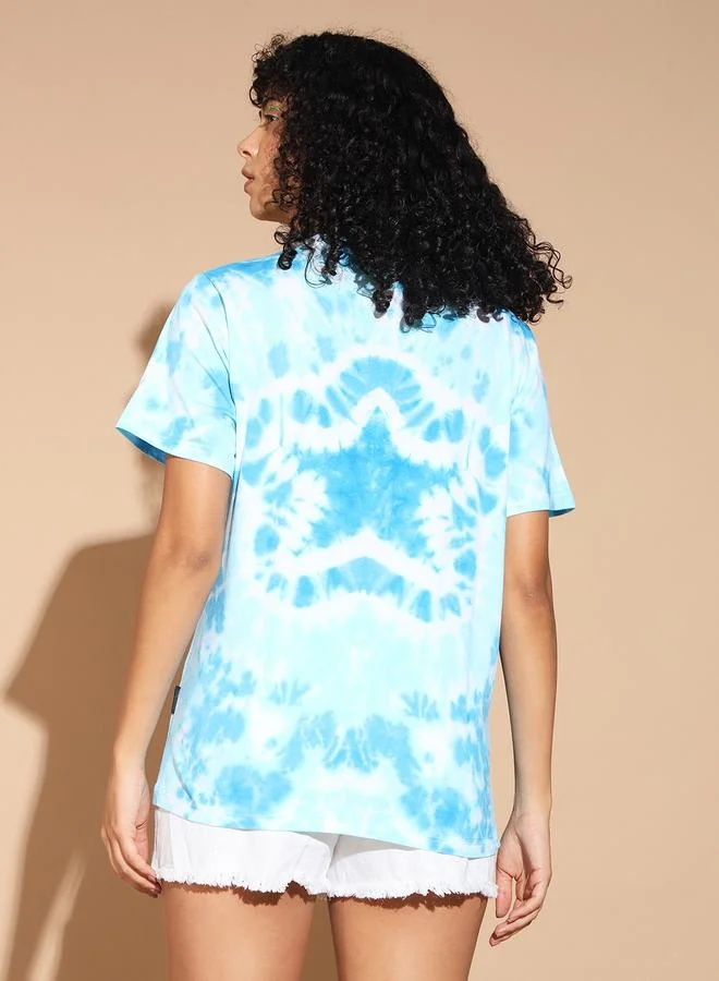 Take Two Women Blue Tie-Dye Cotton T-Shirt By The Dry State