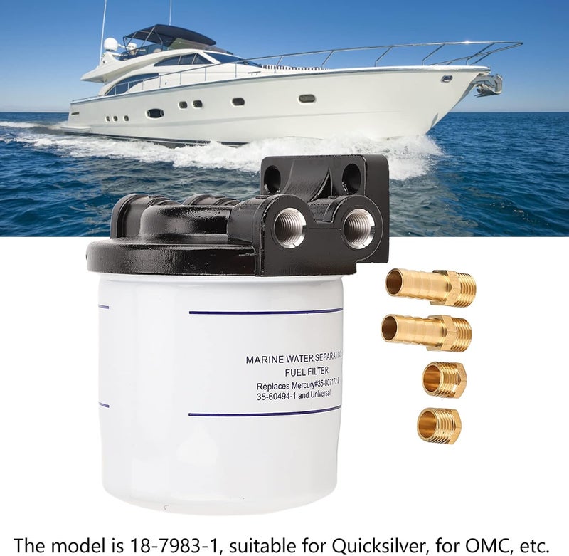 Oil Water Separator Fuel Filter 18-7983 - 1, Compatible Replacement for Quicksilver and OMC Outboard Engine Motor, Stainless Steel and Brass Construction with Multi - Layer Filtr - Image 5