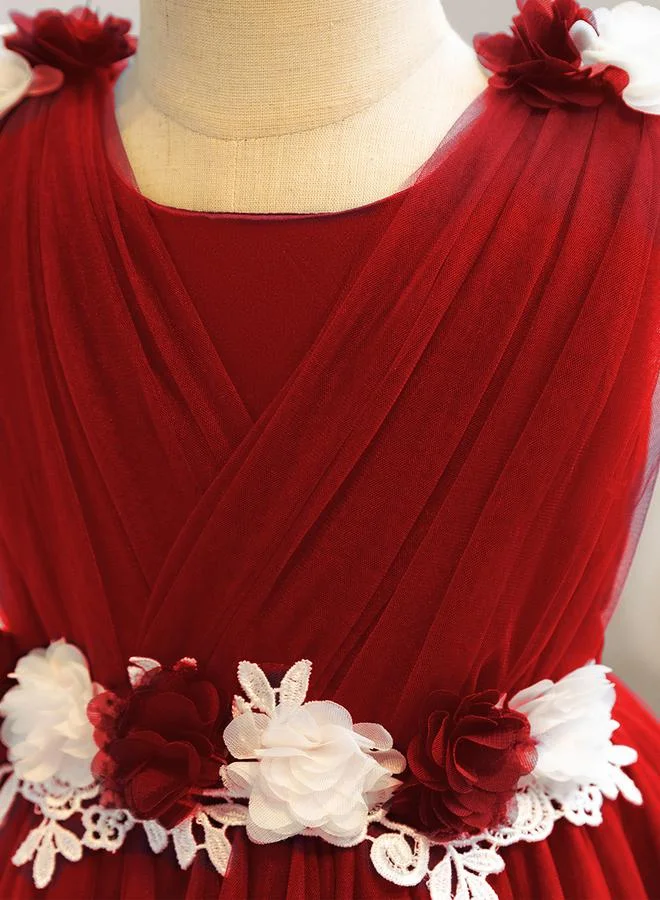 تايك تو فستان حفلات بحافة مكشكشة وتفاصيل زهور وعقدة