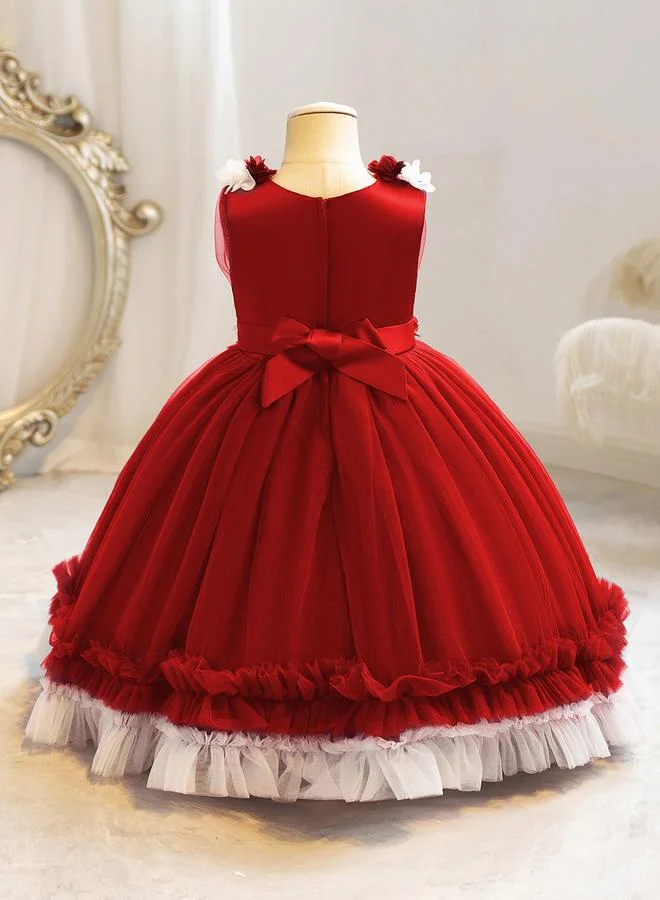 تايك تو فستان حفلات بحافة مكشكشة وتفاصيل زهور وعقدة