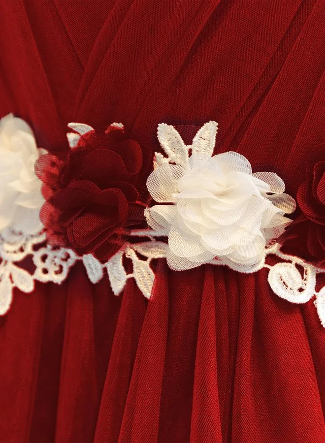 Take Two  Girls Ruffle Hem Floral Detail Bow Party Dress for Women | Best Price UAE