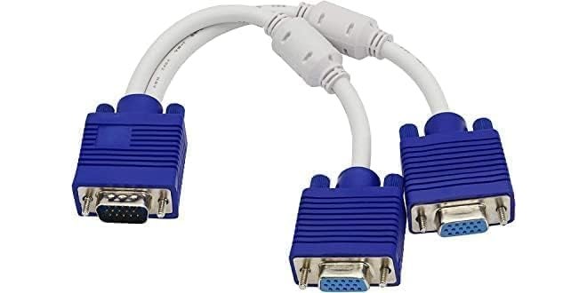 Hexabyte VGA Splitter Cable – 1 Male to 2 Female Y Adapter, 15 Pin Video Splitter for PC, Laptop, Projector, HDTV, Dual Display Support - Image 1