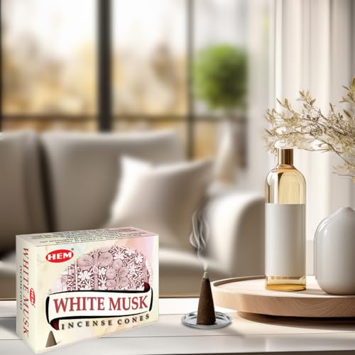 Hem White Musk Incense Cones – Case of 12 Boxes (10 Cones Each) | Soft Musky Aroma for Calmness, Purification & Positivity | Natural Handcrafted Cones for Meditation, Relaxation & Home Fragrance - Image 2