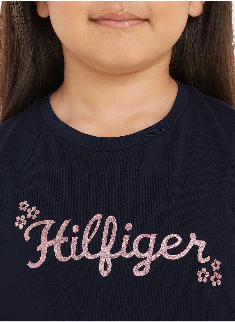 TOMMY HILFIGER FLOWER GLITTER REG TEE SS
