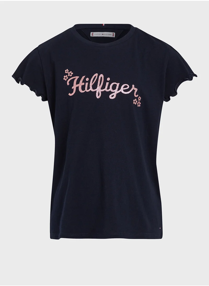 TOMMY HILFIGER FLOWER GLITTER REG TEE SS