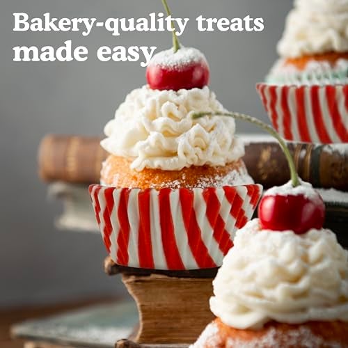 Regency Wraps Greaseproof Professional Grade Baking Cups, Pack of 40, Standard Liners, Red/White Stripe, for Cupcakes, Muffins, Candy, Non Stick - Image 5