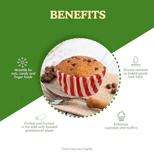 Regency Wraps Greaseproof Professional Grade Baking Cups, Pack of 40, Standard Liners, Red/White Stripe, for Cupcakes, Muffins, Candy, Non Stick - Image 4
