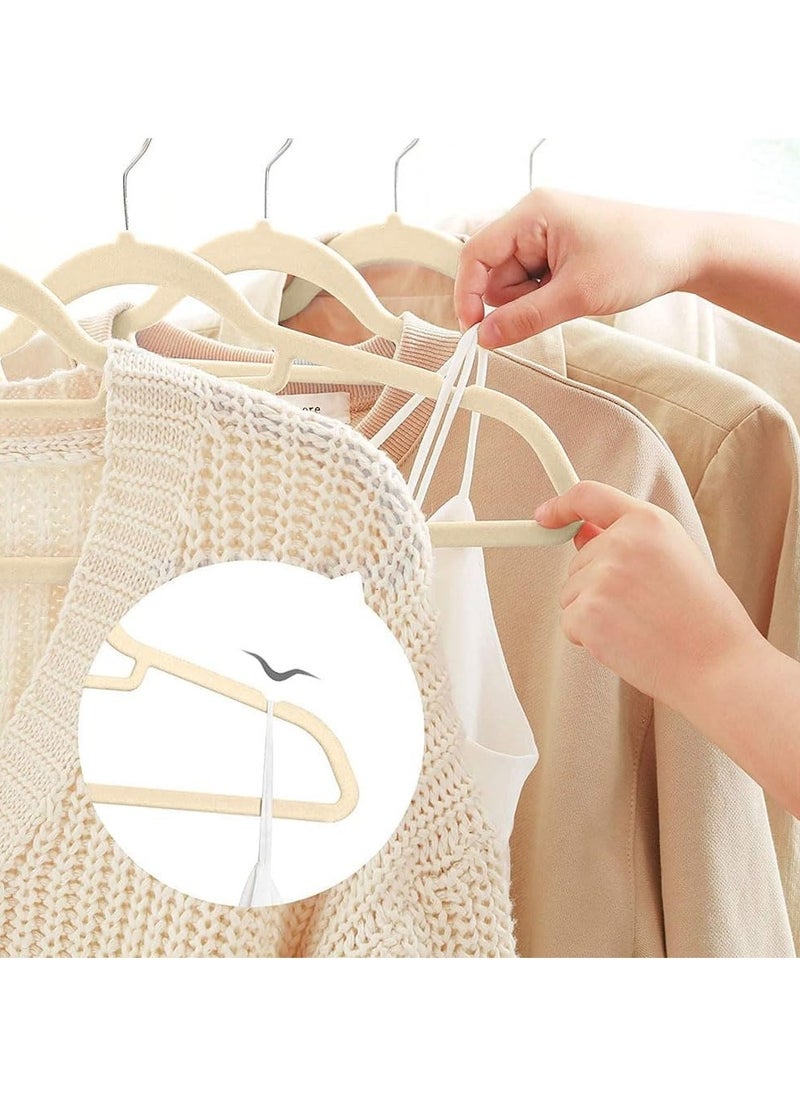 D'HOME D'Home Velvet Non-Slip Hangers 42cm – Slim, Durable Clothes Hangers with 360° Swivel Hook – Space-Saving Hangers for Abaya, Kandora, Kaftan, Suits, Dresses & Pants – Beige (Pack of 30)  - Image 5