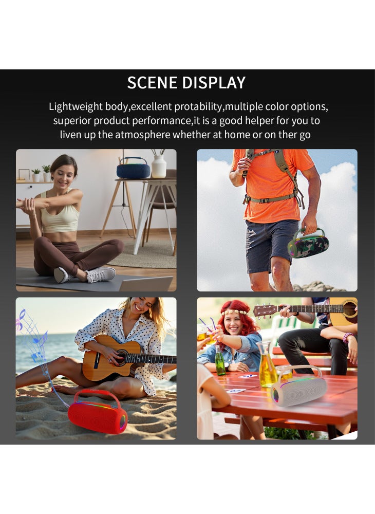 PRO13 Portable Bluetooth-Compatible Speaker Outdoor Waterproof Heavy Bass Sound Box with Handle - Red - Image 4