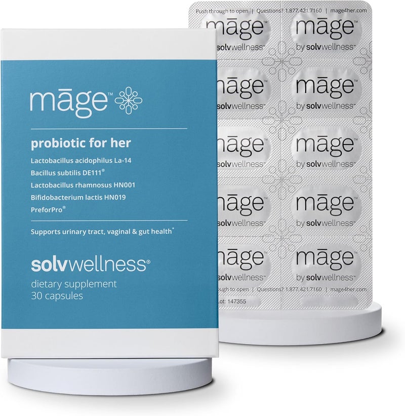 Solv Wellness Mge by Solv Wellness  Prebiotic and Probiotic Supplement for Women  Supports Digestive Vaginal and Urinary Tract Health HighQuality and Clinically Studied Probiotic Strains  30 Capsules - Image 1