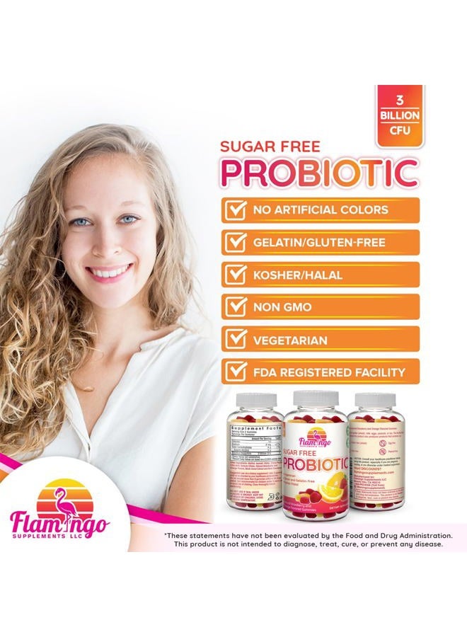 Flamingo Supplements Probiotic Gummies Sugar Free- 5 Billion CFU Reduce Gas, Bloating - Probiotics for Women, Kids and Mens Probiotic- Bacillus Coagulans- Natural, Vegan, Vegetarian, Kosher, Halal –90 Gummy Probiotics - Image 4