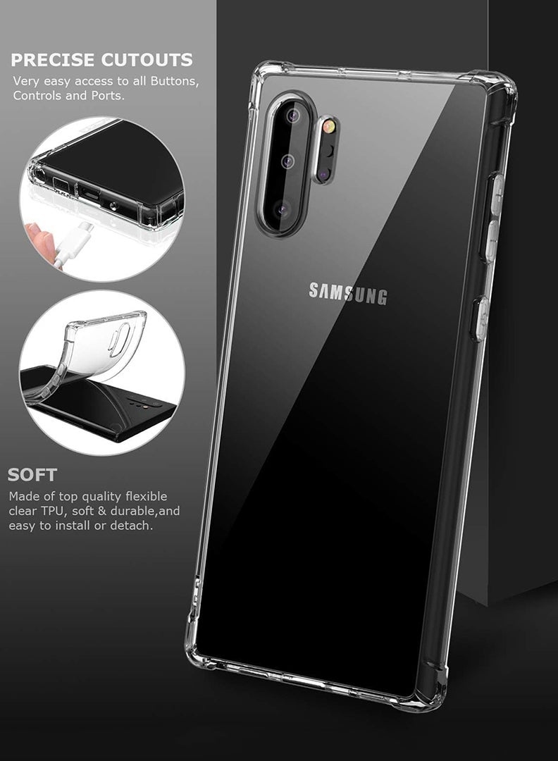 Case Up Samsung Galaxy Note 10 Plus Clear Case, Shock-Absorption TPU Cell Phone Cover with Reinforced Corners, Soft Flexible & Crystal Clear Protective Bumper Case - Image 3