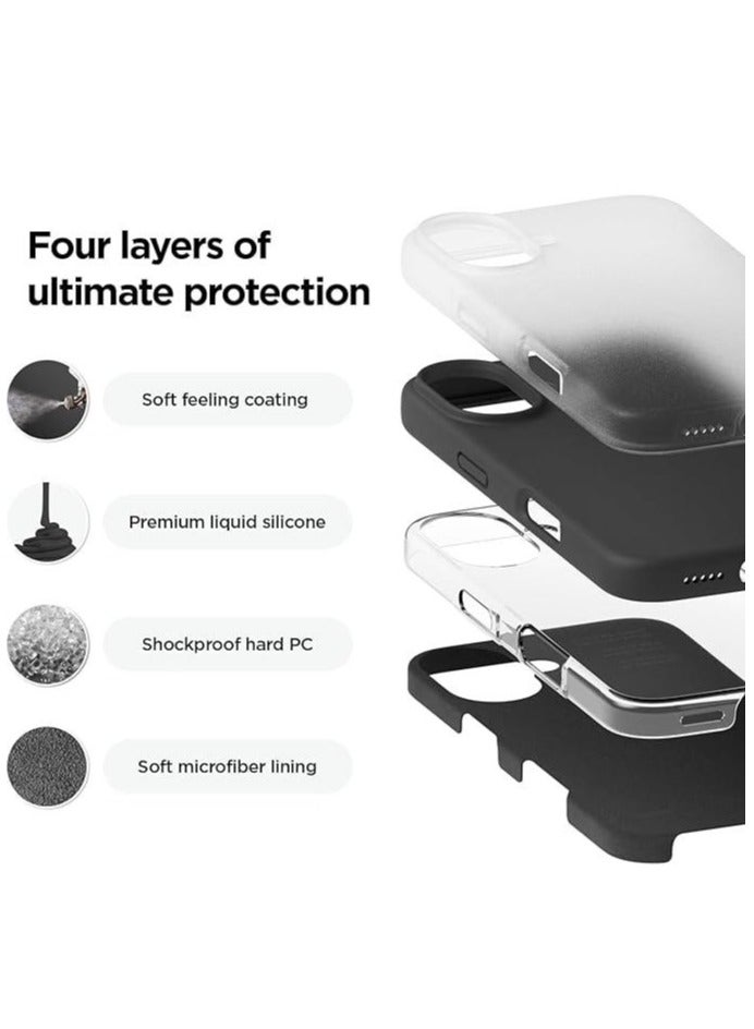 Silicone Case for iPhone 16  6.1 inch, Slim Liquid Silicone Case Shockproof Full Body Protection Phone Case with Anti-Scratch Microfiber Ultra Slim Soft Bumper Cover - Black  - Image 5