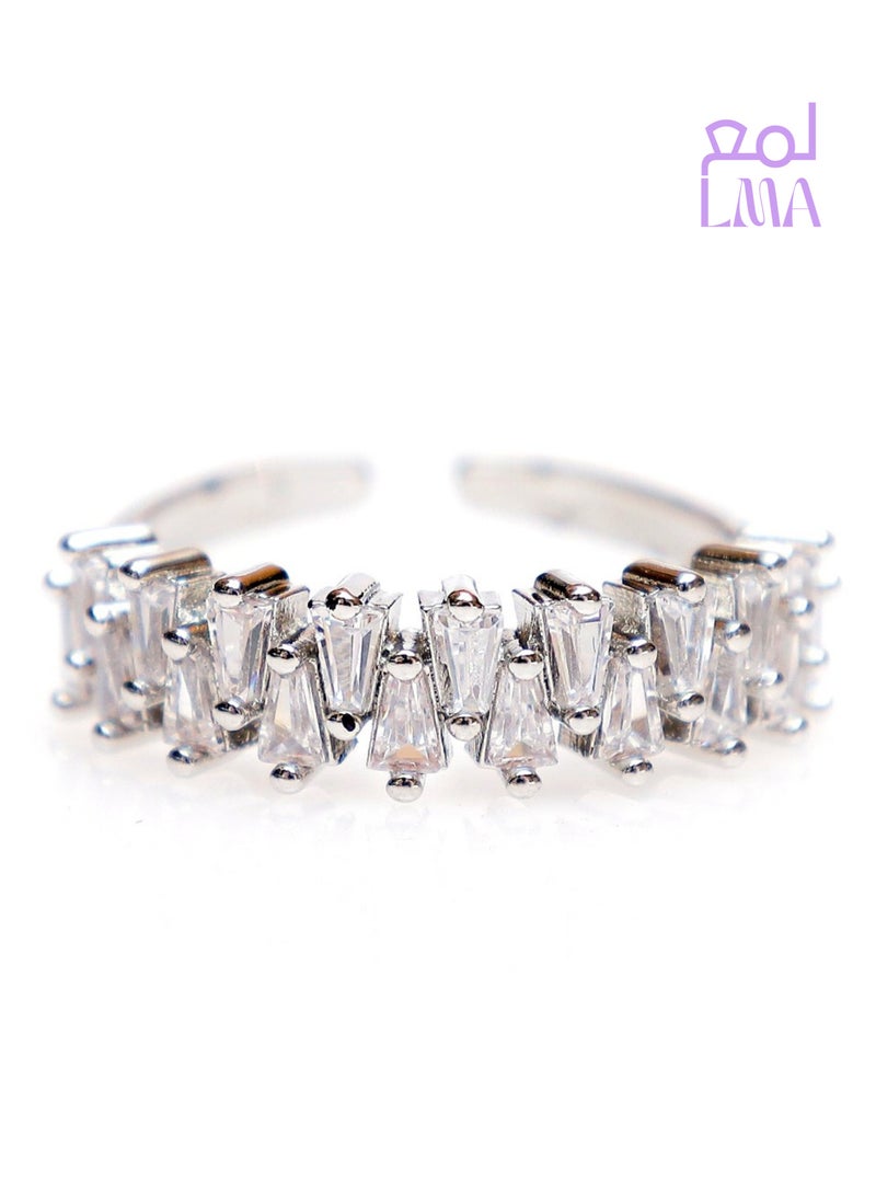 LMA Silver Ring Inlaid with Diamond Zirconia – One Size for Women - Image 1