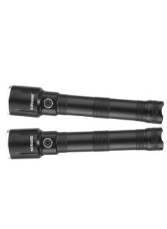 SONASHI Rechargeable LED Torch with Zoom Function | 6000mAh Battery with Type-C Charging | 1200 Meters Long Coverage | Hyper Bright 20-Watt Laser LED with 3 Hours Continuous Working | LED Flashlight for Camping & Hiking | SLT-3811Z Black (Pack of 2)  - Image 1