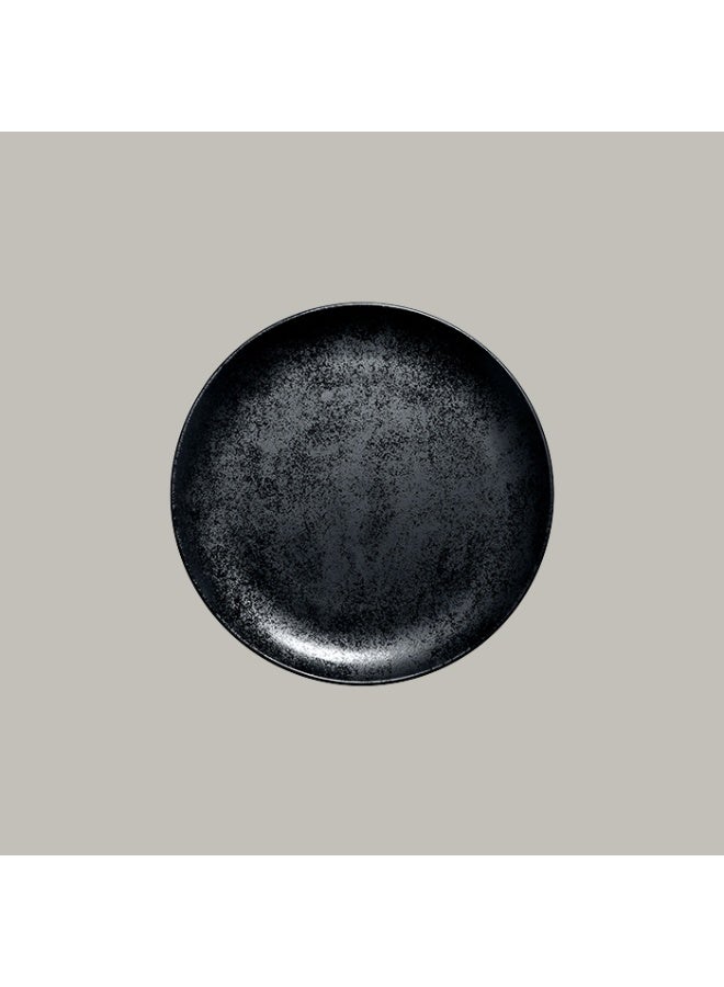RAK Porcelain Karbon Flat Coupe Plate, Luxury Black Dinnerware, Ultra-Resistant Porcelain, 24 cm / 9.44”, Model KRNNPR24 – Elegant & Durable Circular Plate, Oven, Microwave & Dishwasher Safe, Premium Fine Dining Tableware, Perfect for Restaurants, Hotels, Homes, Chef Plating, Gourmet Food Presentation, Modern Black Finish with Crystalline Specks, Professional-Grade Porcelain, Sleek Contemporary Design, Lightweight & Easy to Maintain, Ideal for Sushi, Appetizers, Main Courses & Desserts - Image 1