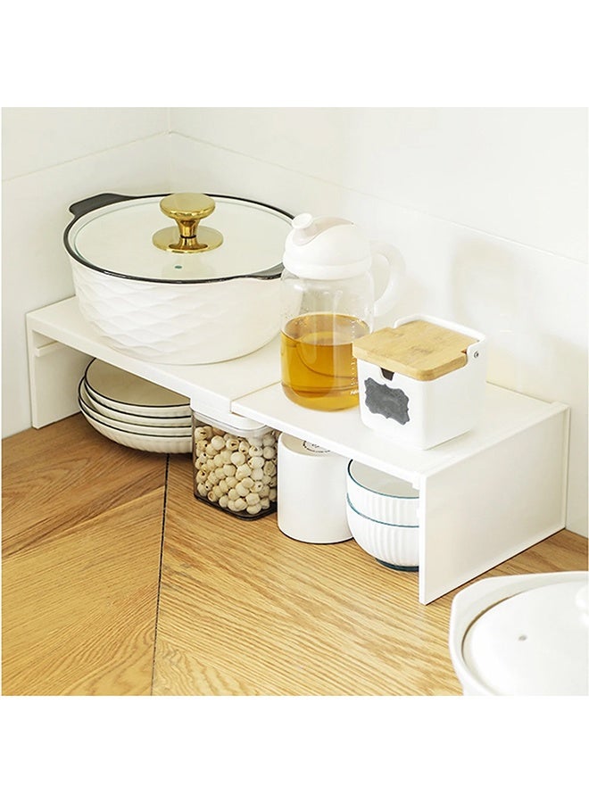 RollsTimi  Cabinet Shelf Expandable Organizer Riser Storage Space Saver Stackable for Kitchen Pantry Cupboard Under Sink Countertop White Simple Houseware Counter - Image 1