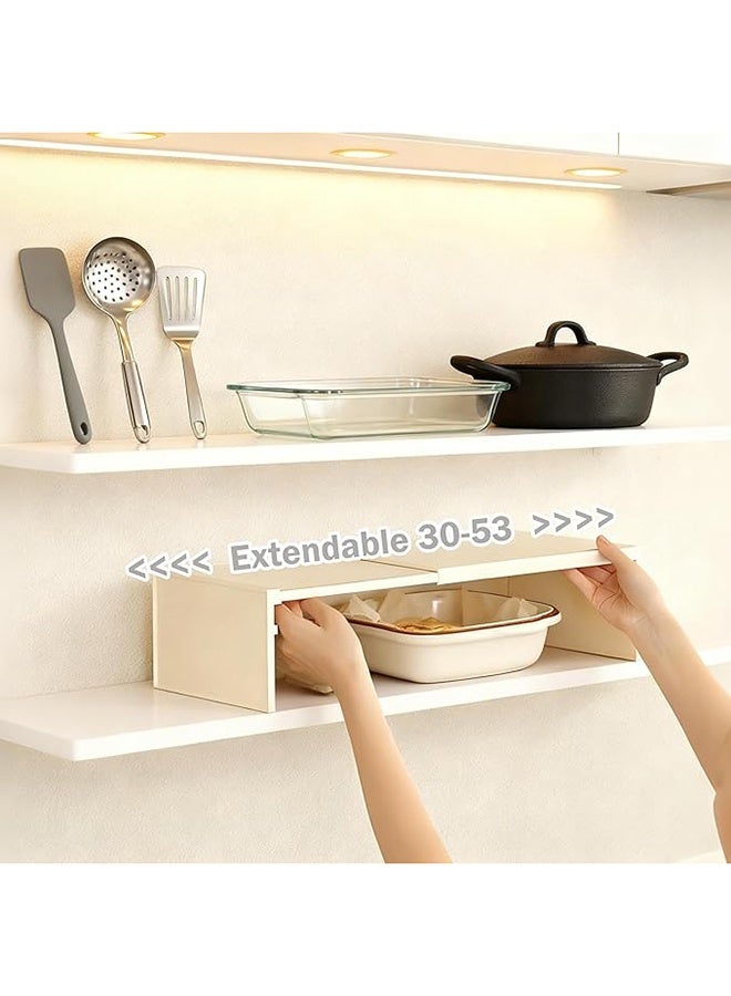 RollsTimi  Cabinet Shelf Expandable Organizer Riser Storage Space Saver Stackable for Kitchen Pantry Cupboard Under Sink Countertop White Simple Houseware Counter - Image 3