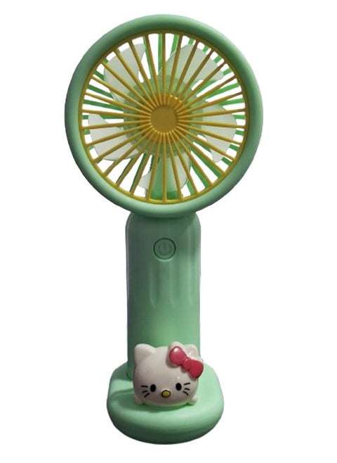 Portable handheld Fan with a cute cartoon design inspired by a beloved character, It comes in a cute green color and is small and lightweight small size and easy to carry by hand or put in bag, equipped with USB easy to charge at any time, on/off button, multiple air speeds, nice gift for kids