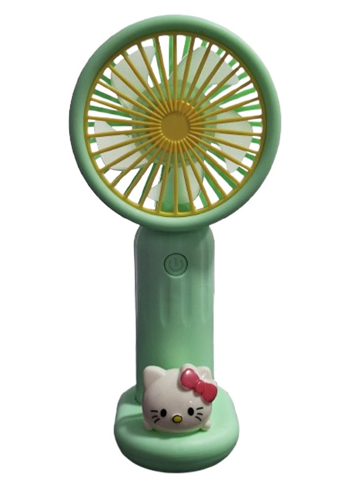 Generic - Portable handheld Fan with a cute cartoon design inspired by a beloved character, It comes in a cute green color and is small and lightweight small size and easy to carry by hand or put in bag, equipped with USB easy to charge at any time, on/off button, multiple air speeds, nice gift for kids - Image 1