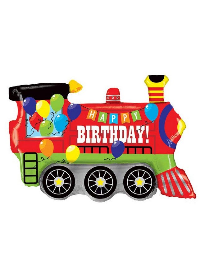 Artisan Owl Happy Birthday Colorful Train 37" Foil Party Balloon - Image 2
