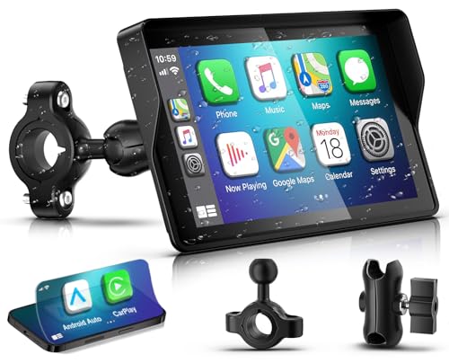 YZW 2026 YZW GPS Carplay 5 inch for Motorcycle with Wireless CarPlay Android Auto IP69K Waterproof Touch Screen GPS Navigation Supports Bluetooth SiriGoogle Voice Control Custom Boot Logo Bracket - Image 1