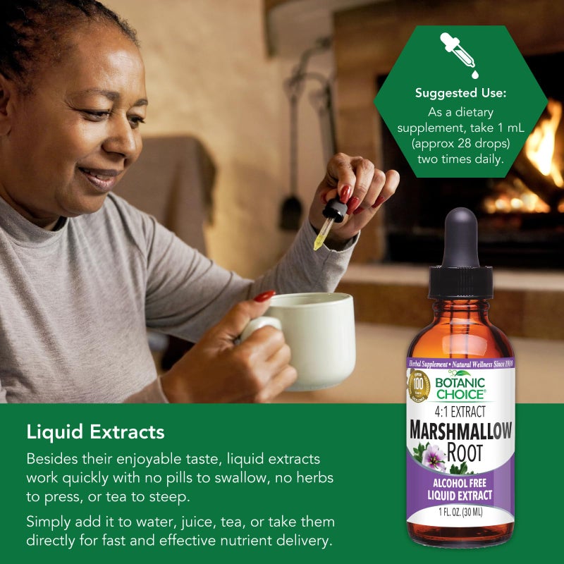 Botanic Choice Marshmallow Root Liquid Extract - Alcohol Free, Gluten Free, Traditional Throat and Respiratory Support 1 fl. oz. - Image 5