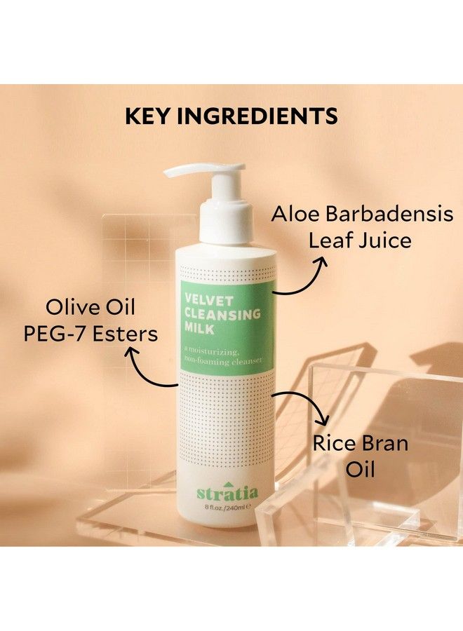 Stratia Velvet Cleansing Milk | Gentle Cream Face Cleanser | Moisturizing Nonfoaming | Chamomile Olive Oil & Aloe Vera | 8 Fl Oz - Image 4