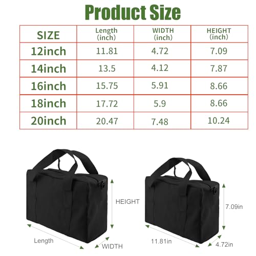 Baizoy Small Tool BagClose Top Wide Mouth Tool Organizer BagLarge Capacity Tool Bags for MenCanvas Tool Storage Bag for Storage Handbag for ScrewdriversWrenchPliers Hand Tools black 12 Inch - Image 3