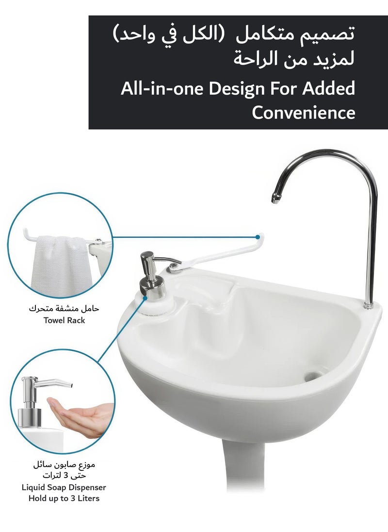 RENOVO - Portable Sink Camping Hand Washing Station with 17 L Wash Basin Stand, Rolling Wheels, Soap Dispenser - Image 1