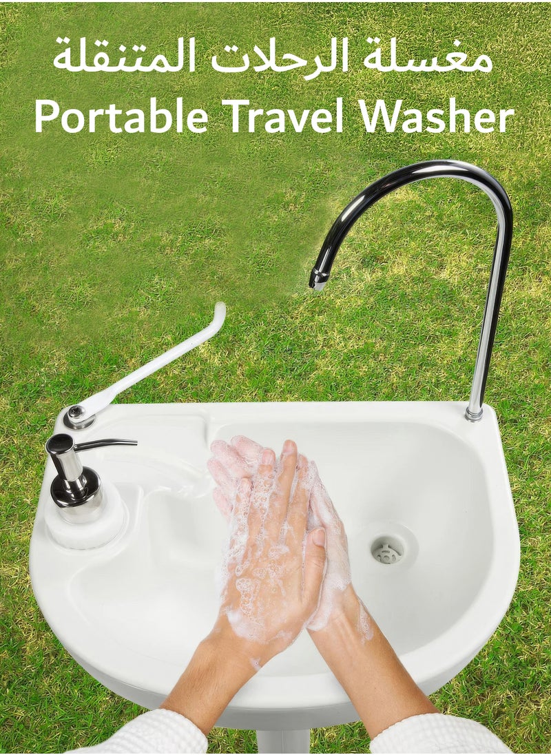 RENOVO - Portable Sink Camping Hand Washing Station with 17 L Wash Basin Stand, Rolling Wheels, Soap Dispenser - Image 1