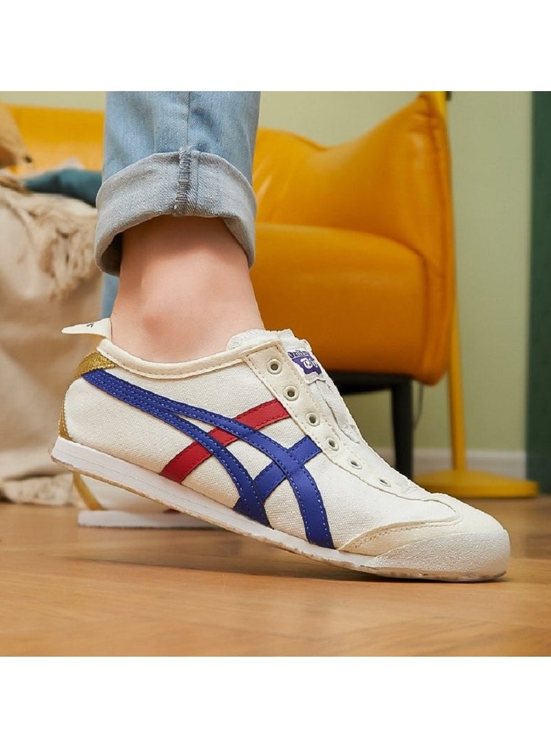 Onitsuka Tiger MEXICO 66 Slip-On Canvas Casual Colorblock Sneakers Shoes White/Red /Blue/Gold - Image 4