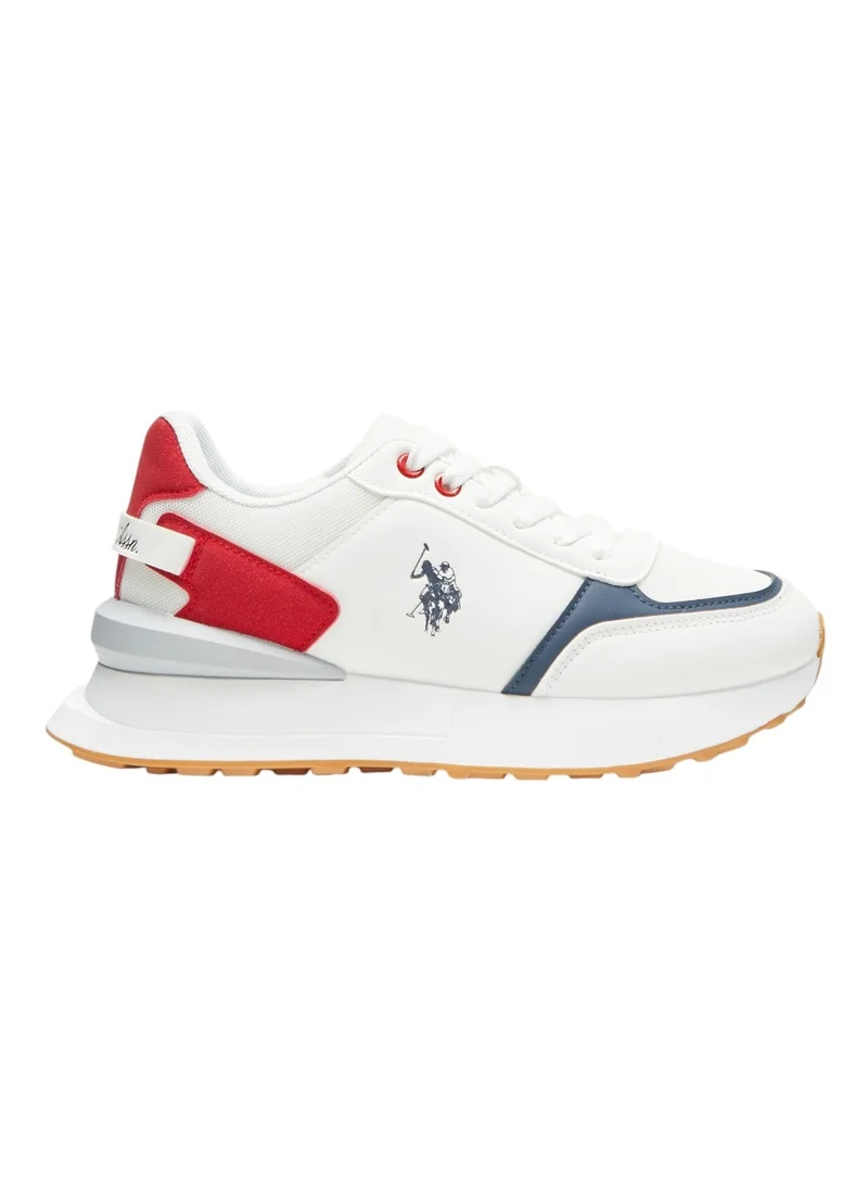 U.S. Polo Assn. Women's White Low-Top Sneakers - Lightweight with White Sole, Comfortable Casual Shoes