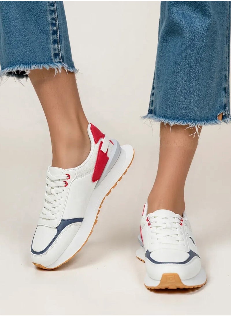 U.S. Polo Assn. - Women's White Low-Top Sneakers - Lightweight with White Sole, Comfortable Casual Shoes - Image 1