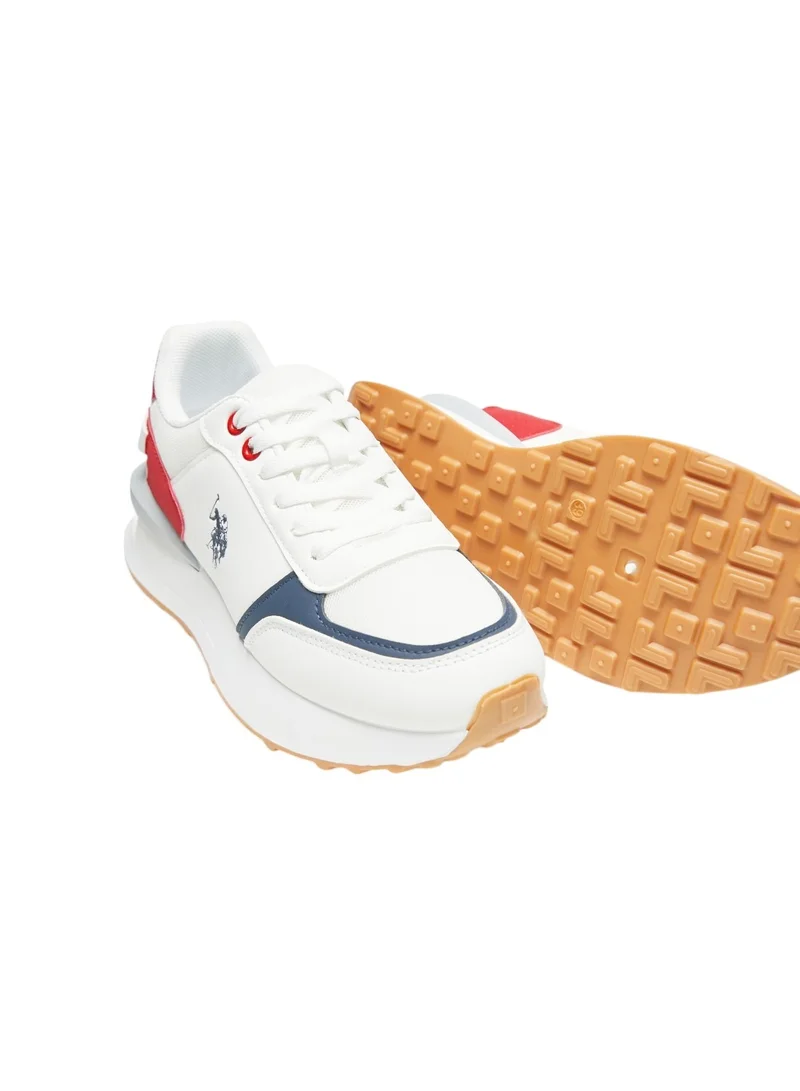 U.S. Polo Assn. White/Red Women's White Low-Top Sneakers - Lightweight Shoes with White Sole, Comfortable Casual for Women | Best Price UAE
