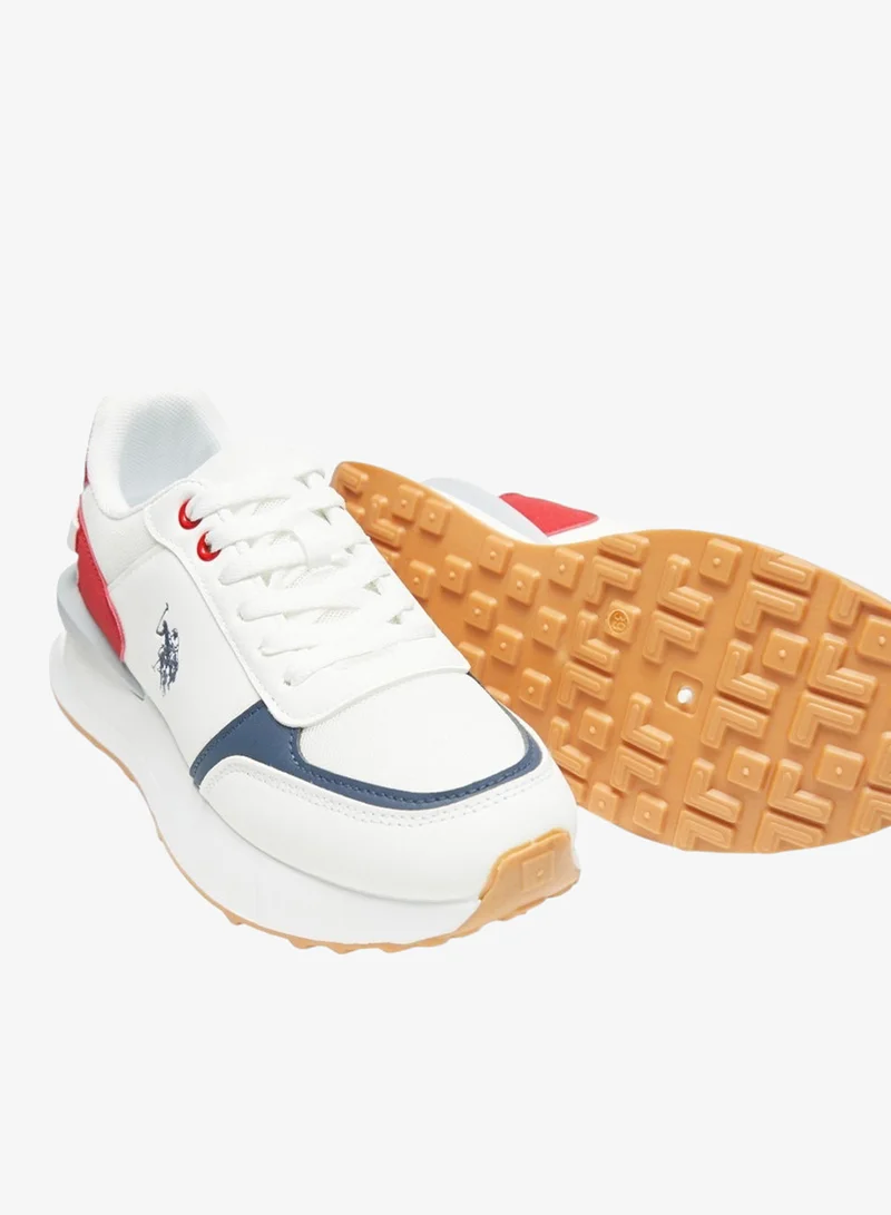 U.S. Polo Assn. White/Red Women's White Low-Top Sneakers - Lightweight Shoes with White Sole, Comfortable Casual for Women | Best Price UAE