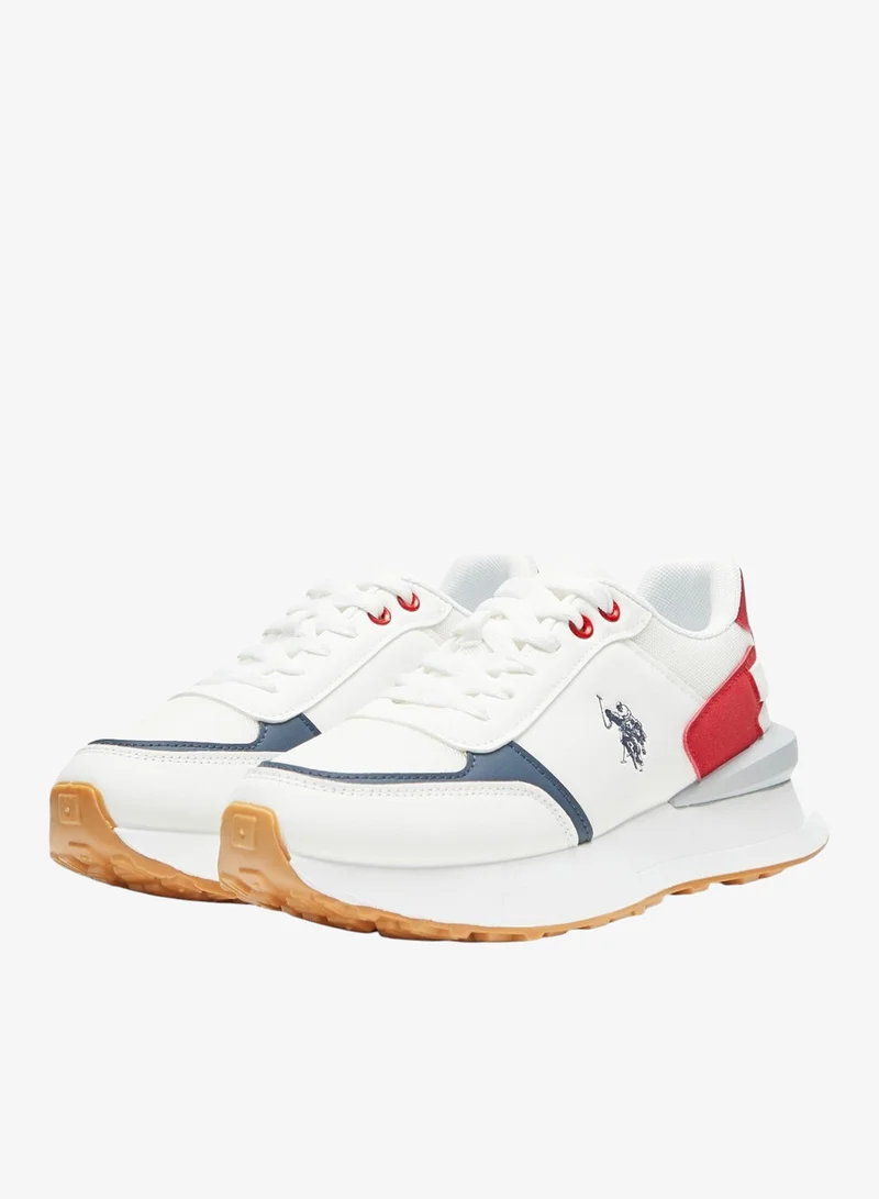 U.S. Polo Assn. White/Red Women's White Low-Top Sneakers - Lightweight Shoes with White Sole, Comfortable Casual for Women | Best Price UAE