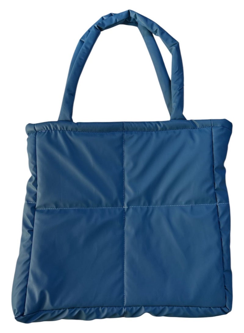 " An ideal large-sized women's shoulder bag lined with soft, water-resistant, high-quality fabric-Blue