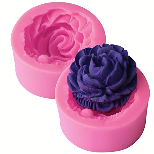 HengKe 2 Piece 3d Flower Bloom Rose Shape Silicone Molds for Cupcake Dessert Chocolate Jelly Cookie Decor, Jewelry, Pastry, Chocolate,Handmade Soap Mould Candy Making - Image 1
