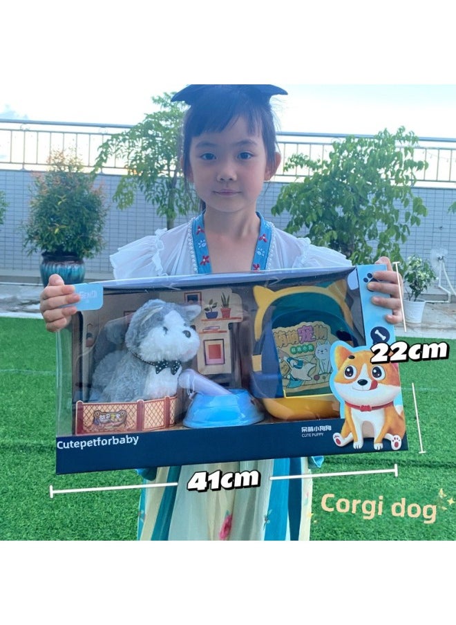 Stall Supply Electric Plush Pet Stroller Puppy Cat Cute Pet Simulation Walking Cry Baby Toys-Color:Electric Plush Corgi [gift Box] 995  - Image 1