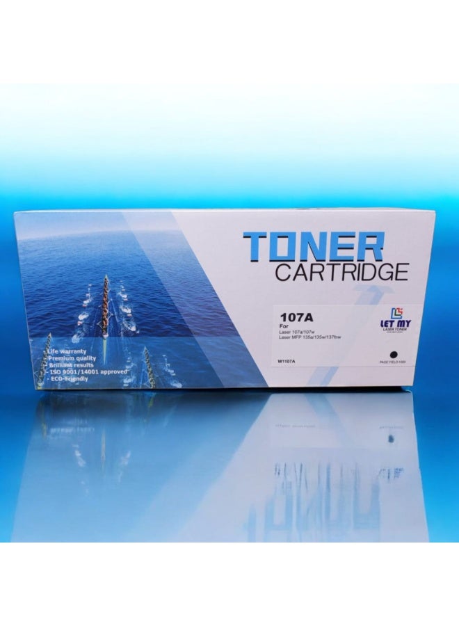 LET MY 107A (W1107A) BLACK TONER CARTRIDGE For HP Laser Jet 107A MFP 137Fnw 107W 135A 135W Printer - Image 1