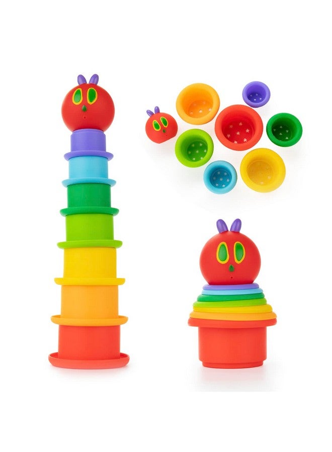 Kids Preferred Kids Preferred World of Eric Carle The Very Hungry Caterpillar Bath Time Silicone Stacking Cup Set with Caterpillar Head Squirty Perfect for Water Play Ages 18 Months and Up  - Image 1