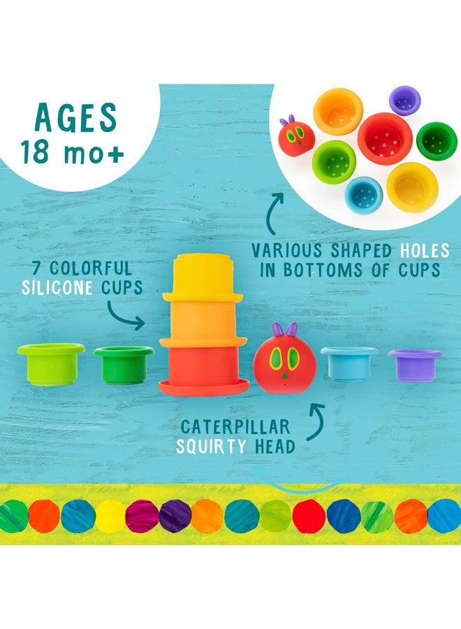 Kids Preferred Kids Preferred World of Eric Carle The Very Hungry Caterpillar Bath Time Silicone Stacking Cup Set with Caterpillar Head Squirty Perfect for Water Play Ages 18 Months and Up  - Image 3