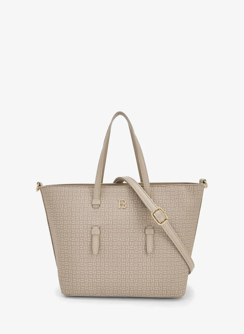 Monogram Print Tote Bag With Detachable Strap