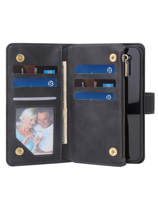 Zaboon Case For iPhone 12 / 12 Pro Multifunctional Retro Frosted Horizontal Flip Leather Case with Card Slot & Holder & Zipper Wallet & Photo Frame & Lanyard - Image 5