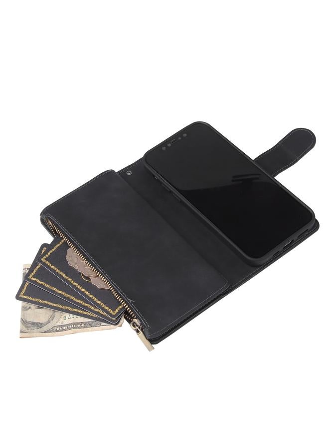 Zaboon Case For iPhone 12 / 12 Pro Multifunctional Retro Frosted Horizontal Flip Leather Case with Card Slot & Holder & Zipper Wallet & Photo Frame & Lanyard - Image 4