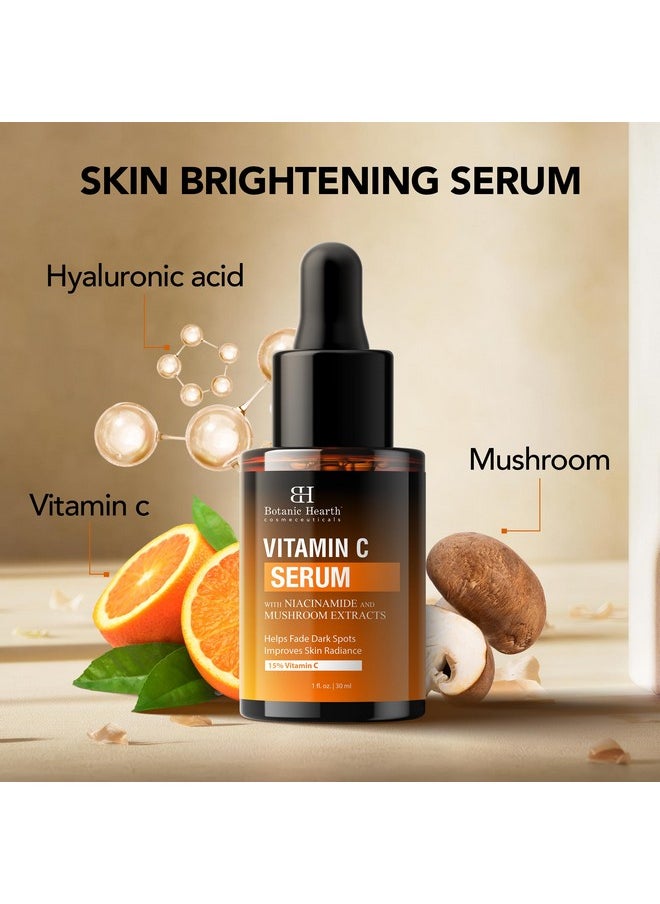 Botanic Hearth - Botanic Hearth 15% Vitamin C Face Serum with Niacinamide, Hyaluronic Acid, Allantoin, Cica, Ferulic Acid & Vitamin E | Targets Dark Spots, Sun Damage, Wrinkles to Brighten & Even Tone Skin| 1fl oz - Image 1
