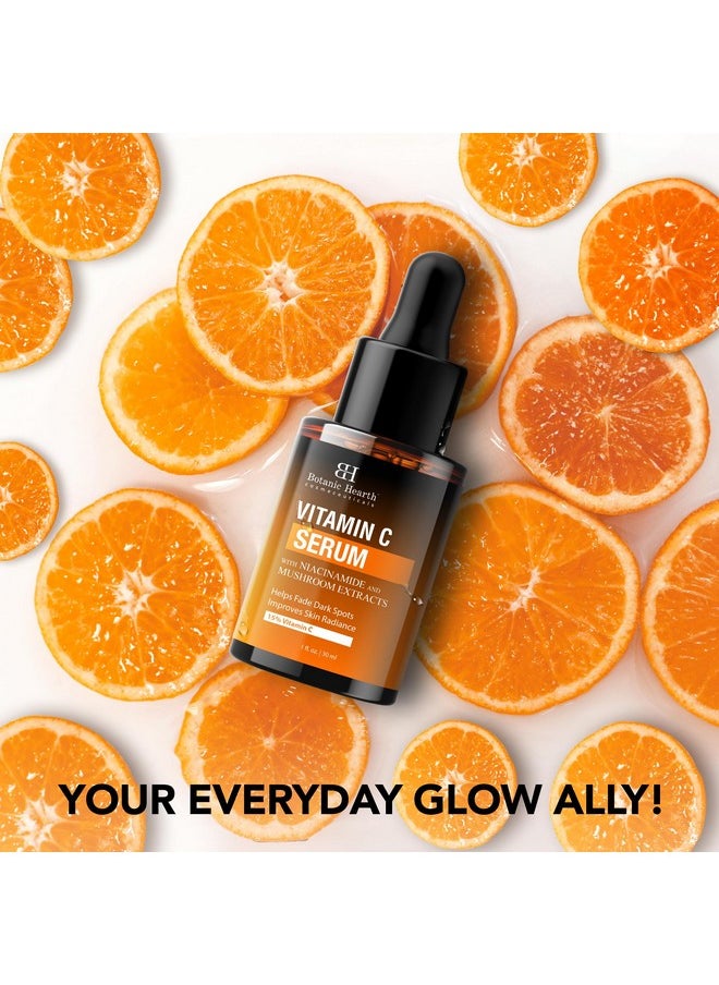 Botanic Hearth - Botanic Hearth 15% Vitamin C Face Serum with Niacinamide, Hyaluronic Acid, Allantoin, Cica, Ferulic Acid & Vitamin E | Targets Dark Spots, Sun Damage, Wrinkles to Brighten & Even Tone Skin| 1fl oz - Image 1