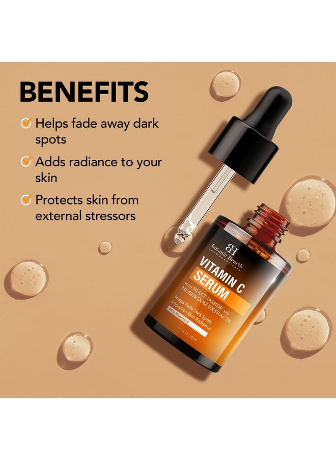 Botanic Hearth - Botanic Hearth 15% Vitamin C Face Serum with Niacinamide, Hyaluronic Acid, Allantoin, Cica, Ferulic Acid & Vitamin E | Targets Dark Spots, Sun Damage, Wrinkles to Brighten & Even Tone Skin| 1fl oz - Image 1